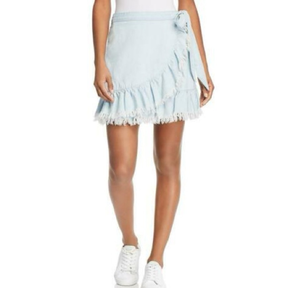 Blank NYC Asymmetrical Light Blue denim Wrap Skirt